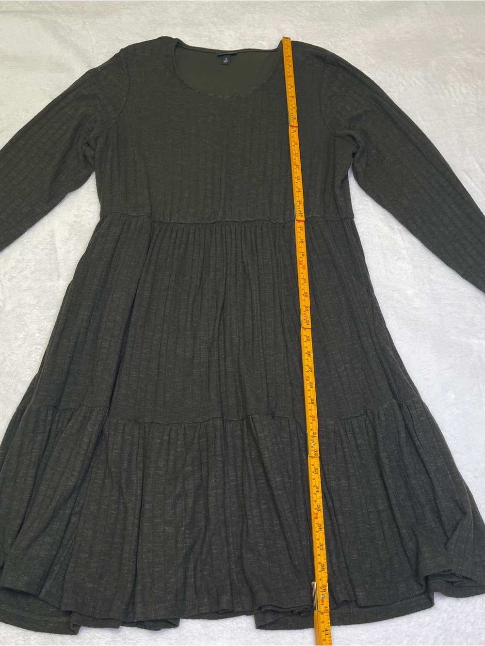 Torrid Womens 2 (18/20) Charcoal Ribbed Long Sleeve Tiered Babydoll Mini Dress - Picture 6 of 10